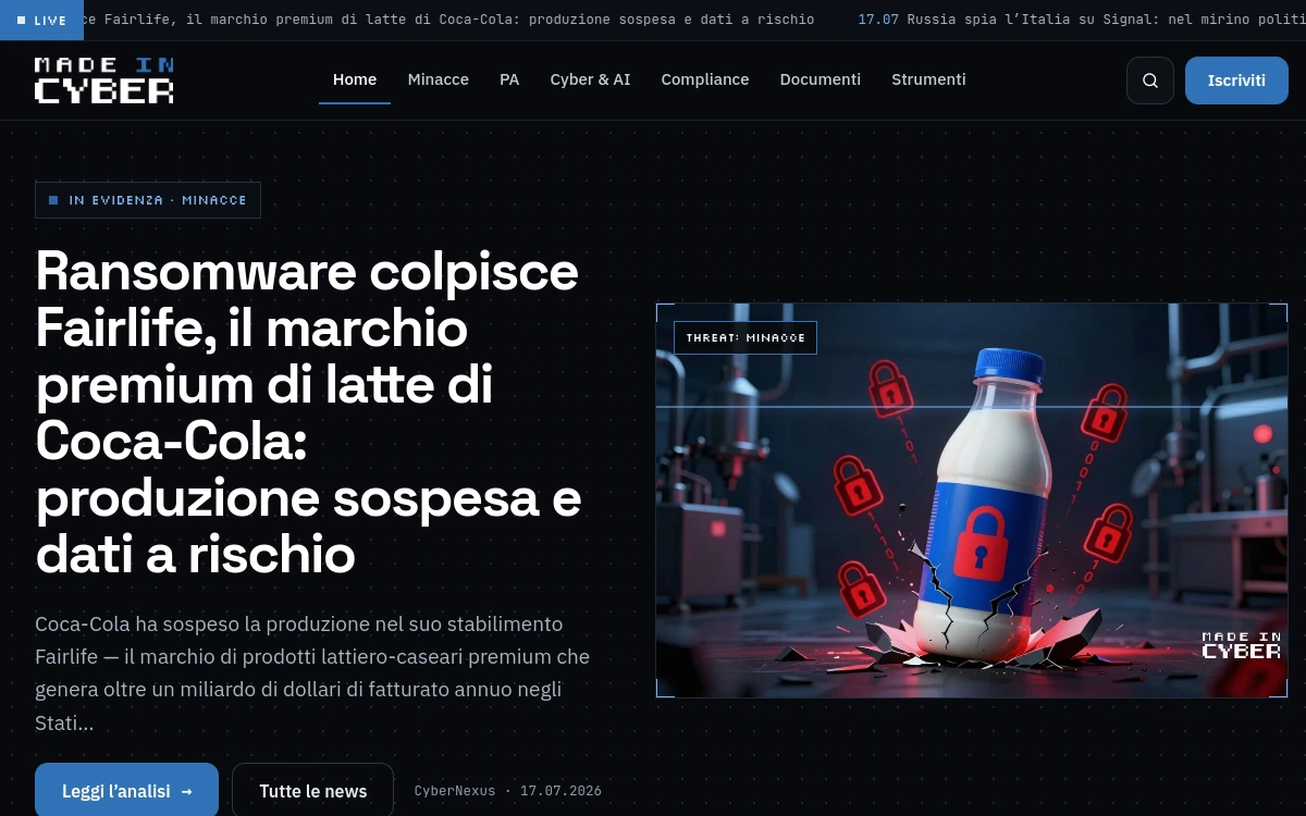 Home page di MadeInCyber